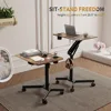 Mobile Standing Desk, 28 inch Small Height Adjustable Rolling Laptop Desk, Portable Sit Stand Desk 3