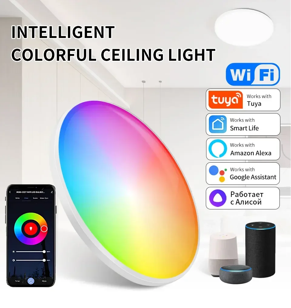 Description Picture 2 of itemTuya WiFi Smart Ceiling Light RGB Colour Mixing 24W 220V LED Light Alexa Google Home Decorative Light for Bedroom Living Room