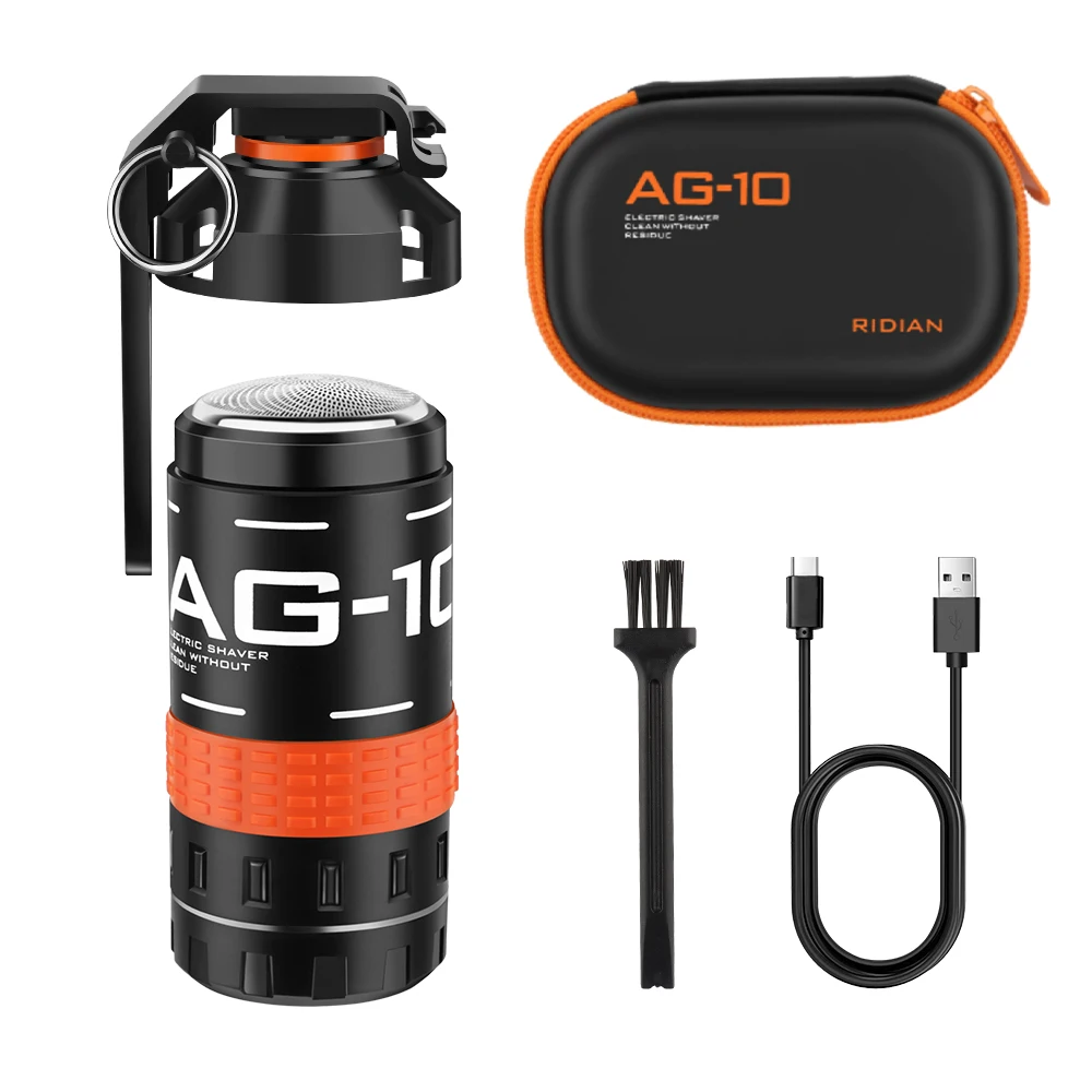 AG-10 남성용 미니 휴대용 전기 면도기, USB-C 충전식, 하드 케이스가 있는 컴팩트 여행용 면도기, 회전식 수염 정리 ..