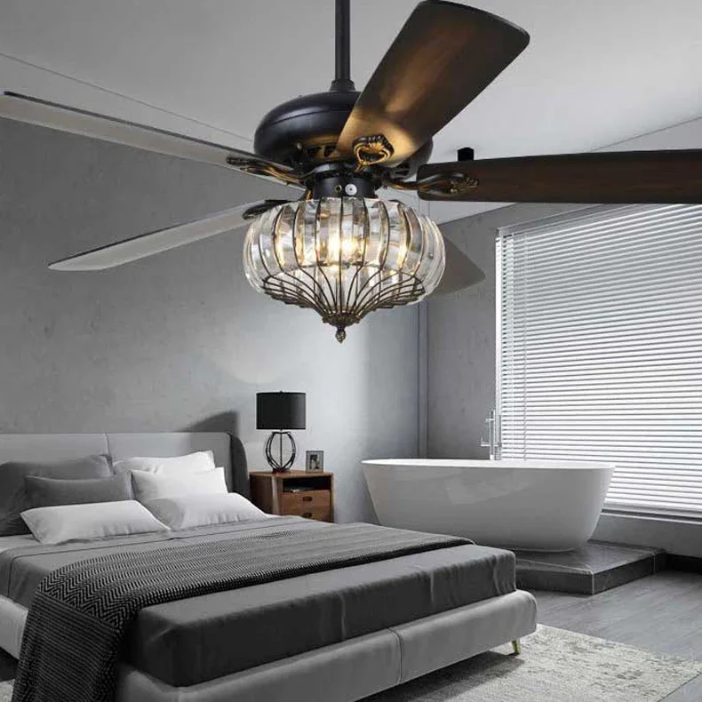 52インチ工業用ライト付きシーリングファン,木製ブレード