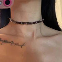 Y2K – collier ras du cou gothique en cuir pour femmes et hommes, chaîne tendance, Vintage, Halloween, bijoux, accessoires, cadeaux 2