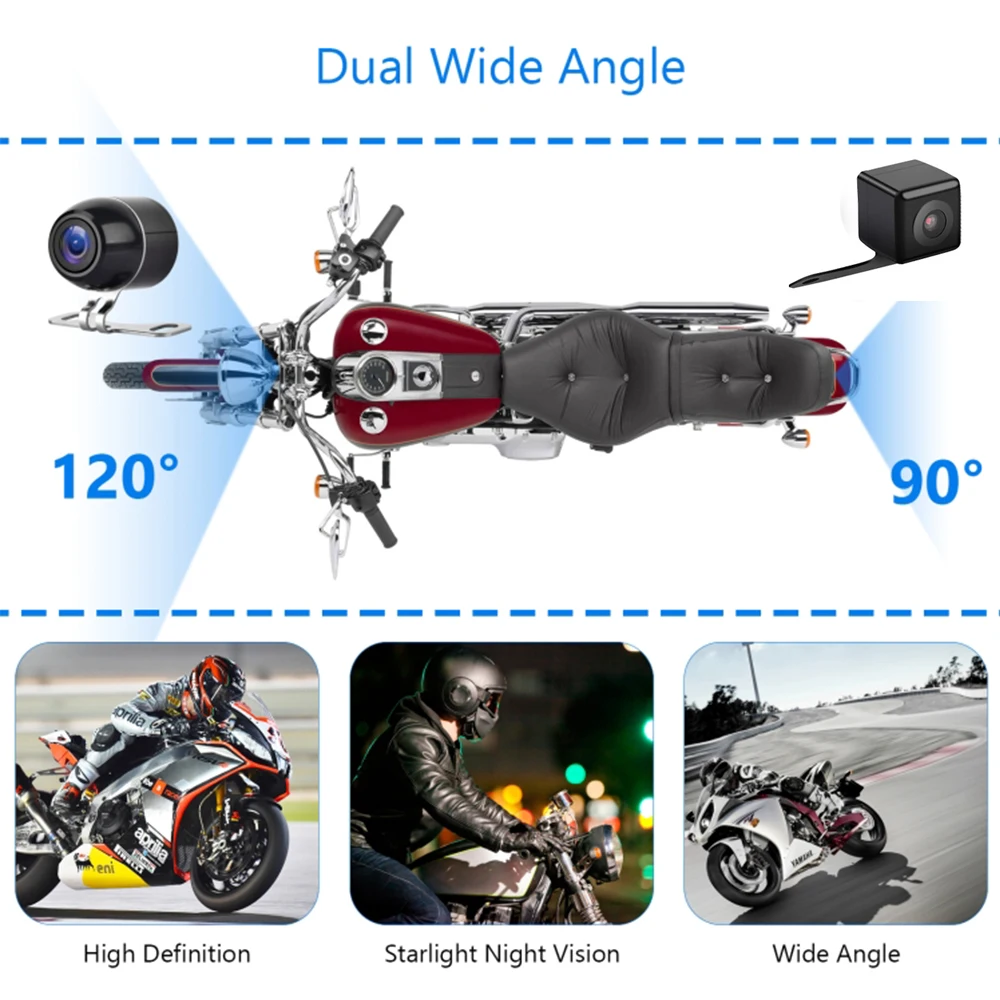 3 Inch 720P Motorcycle Camera Waterproof Motorcycle Dashcam Front & Rear  Camera Night Vision Moto Video Recorder Motorcycle DVR - AliExpress