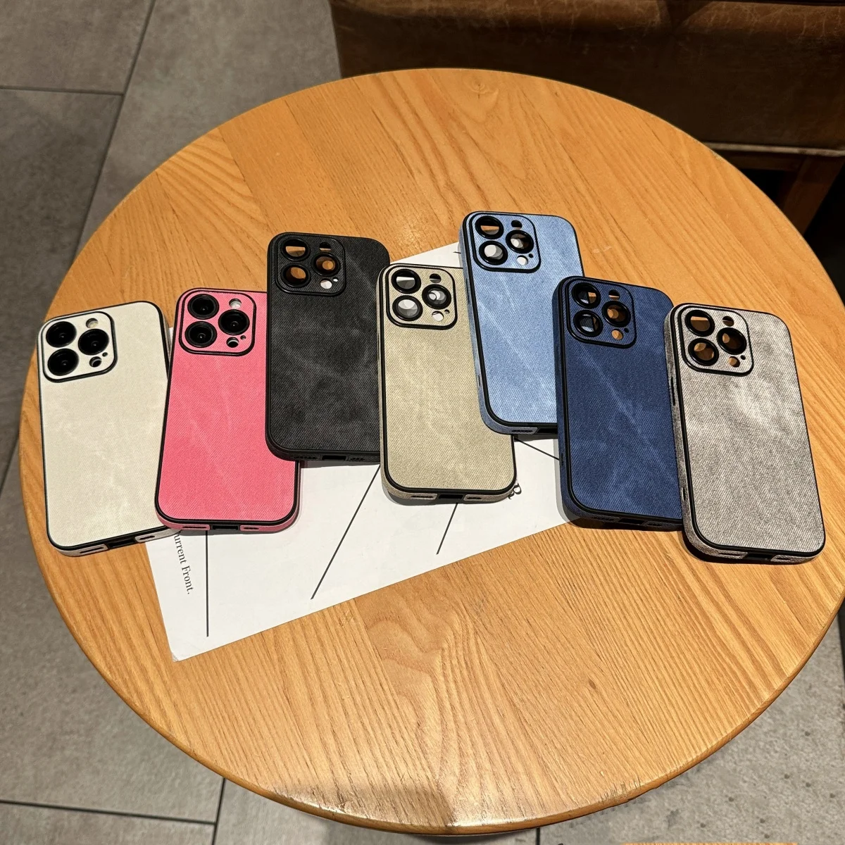 Luxury Vintage Washed Cowboy Fabric Phone Case with Camera Lens Protection and Shockproof Design