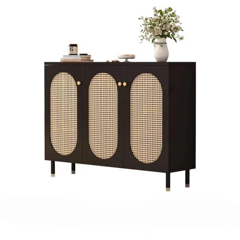 

New Retro Black Shoe Cabinet Door Household Minimalist Modern Hallway Wall Locker Multi-Layer Shoe Rack Home