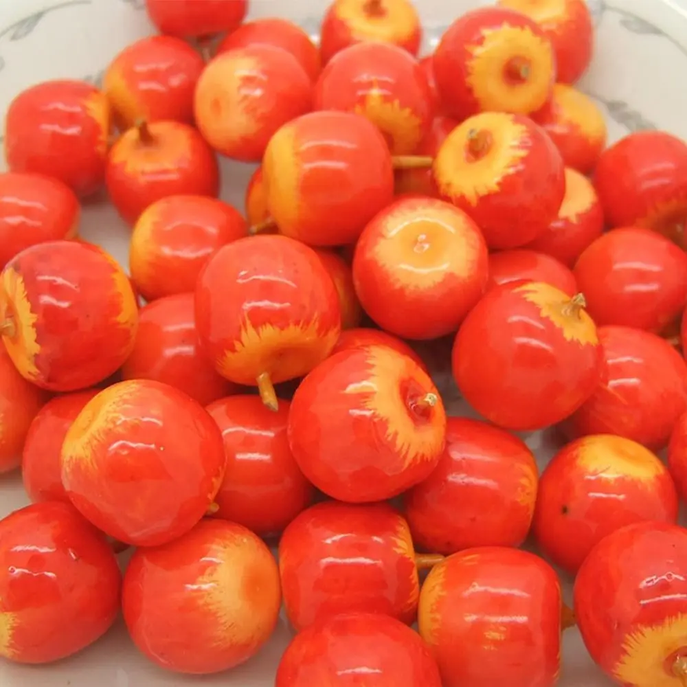 50pcs Mini Artificial Foam Fruit 2cm Fake Apples Food Model Fake Fruits Funny Fruit Model Home Garden Decor Photography Props
