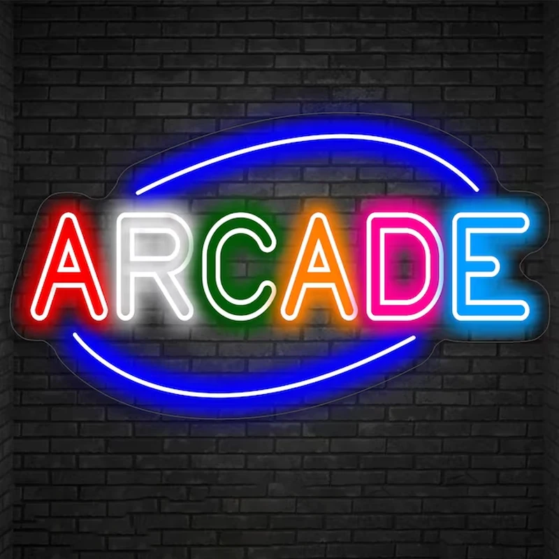 

Arcade Game Neon Sign Custom Shop Signage Business Logo Led Light Party Bar Decorative Night Gaming Room Bedroom Decor Signs