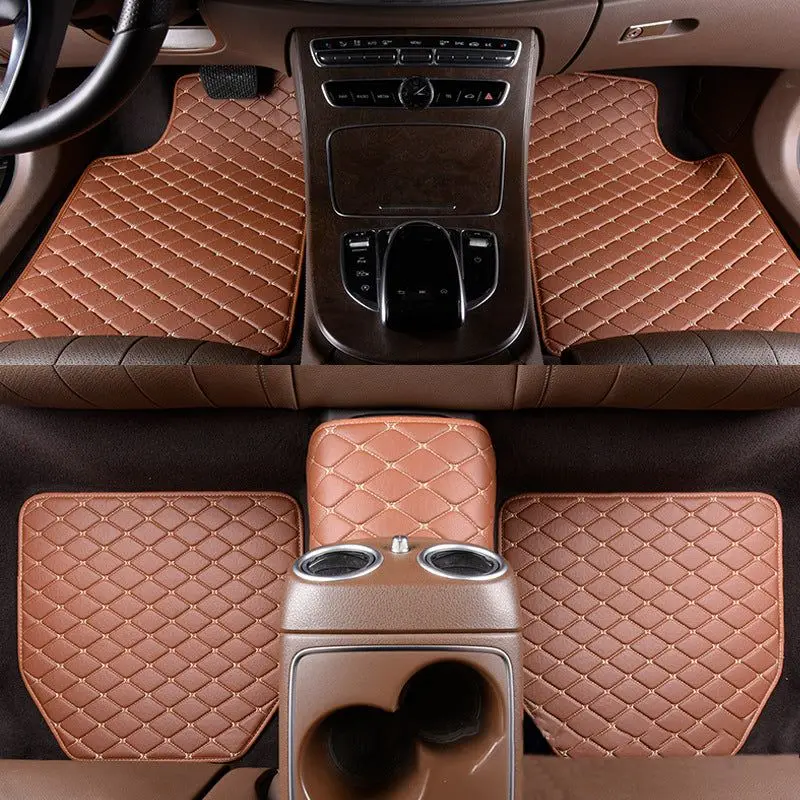 Leather Car Floor Mats Universal PVC Waterproof Car Carpet Cushion 5PCS/Set