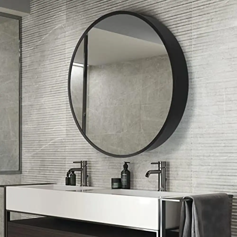 Metal Framed Round Mirror Bathroom Medicine Cabinet Storage Cabinet