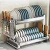 Adjustable  Stainless Steel Drain Rack Multifunctional Dish Bowl Drainboard for Cutlery Storage Kitchen Organization Holder 3