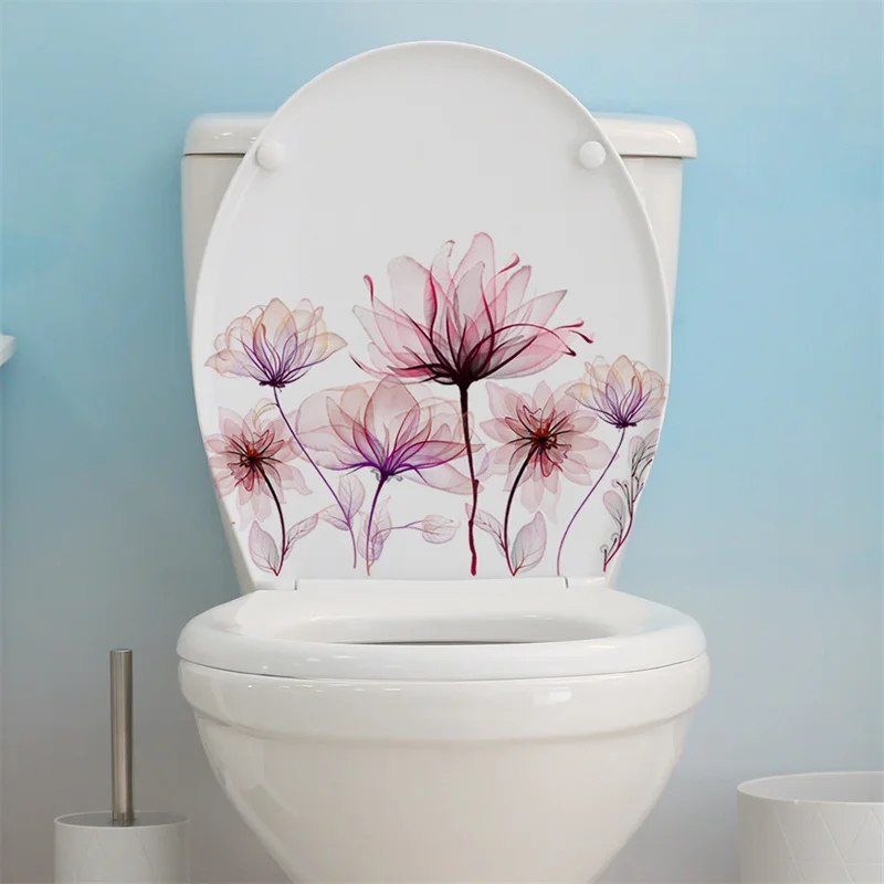 M6 Plant Flowers Dragonfly Butterfly Wall Sticker Bathroom Toilet Living Room Cabinet Refrigerator Home Decoration Decals