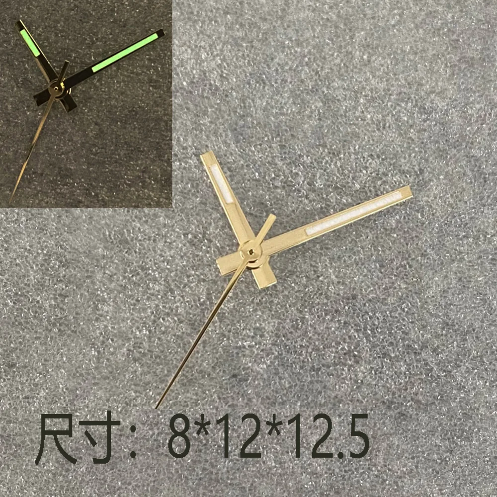 Watch Hands Green Luminous Pointer Log Style Gold Watch Replacement Parts for NH35/NH36/4R/7S Movement