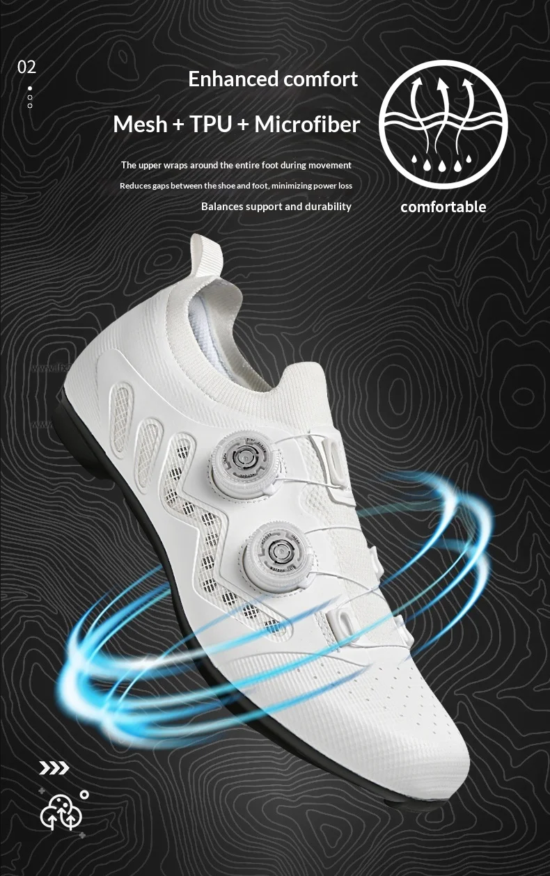 Ultraleichte Radsportschuhe für Herren, Rennradschuhe Härtegrad 12, Carbonfaser, Professionelle Selbstverriegelnde SPD-Stollen, Fußbekleidung – Detail 6