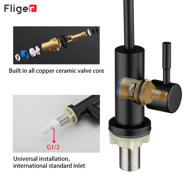 Fliger 1/4 "ก๊อกน้ําห้องครัวสแตนเลสดื่มโดยตรง TAP เครื่องกรองน้ํา TAP ก๊อกน้ํากรองน้ําดื่ม Torneira 3