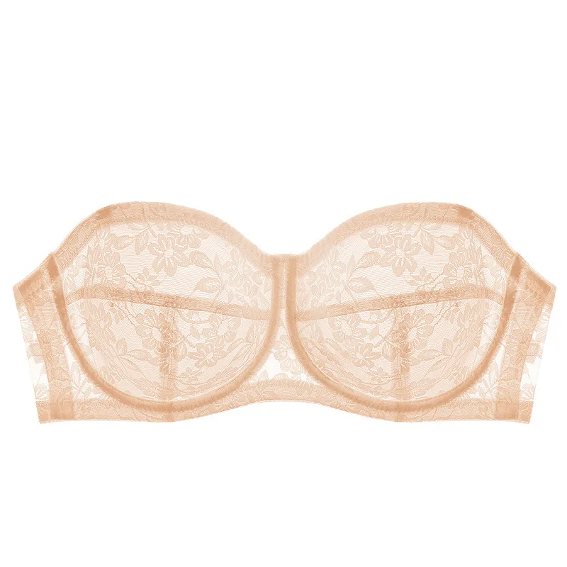 Women Female Lingerie Strapless Ultra Thin Bra Transparent