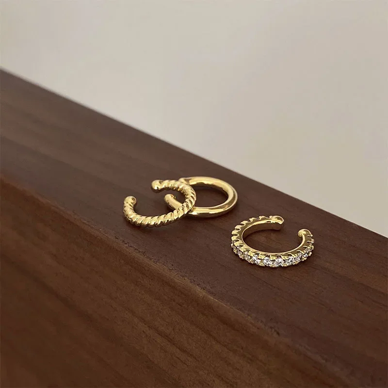 Delicate Zircon Cute Clip Earrings Women No Piercings Ear Cuff Fake Cartilage Earrings Clip on Jewelry 3Pcs/Set