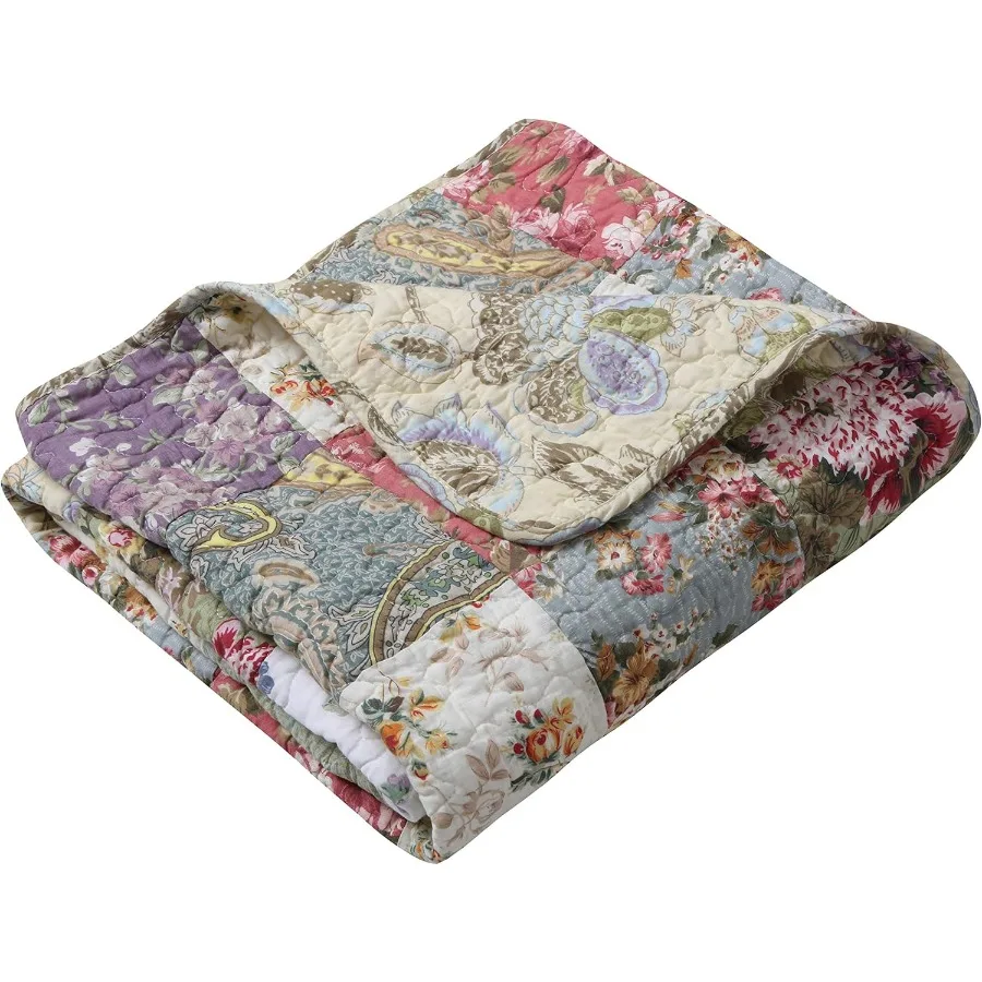 Blooming Prairie Quilted Patchwork Throw Blanket