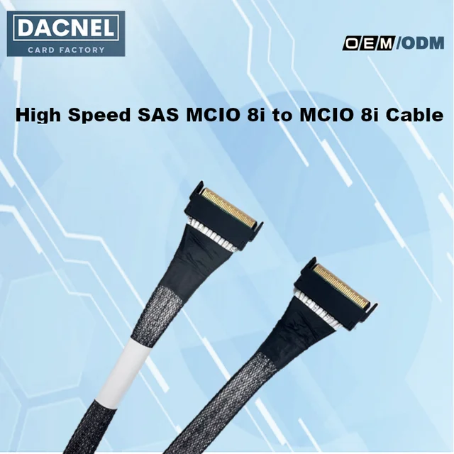 PCIe5.0 ความเร็วสูง SAS MCIO 8i ถึง MCIO 8i สาย 26 ซม./50 ซม./80 ซม. 1