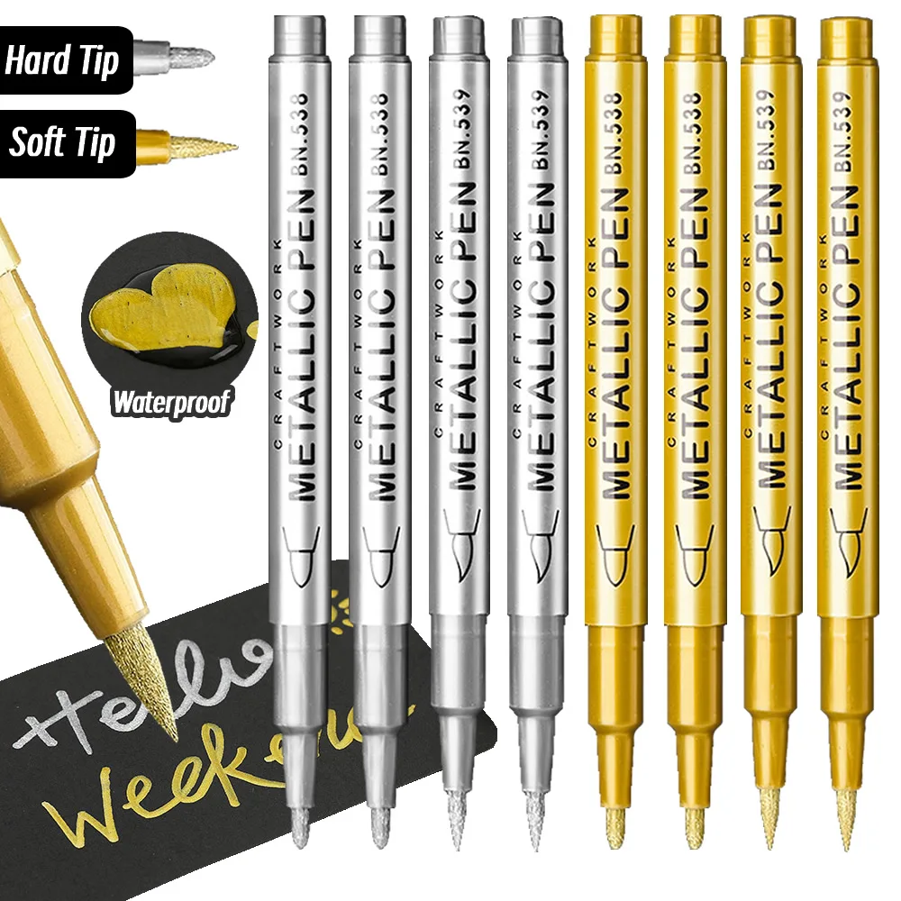 20개입 소프트 브러쉬 메탈릭 마커 펜 금색 은색 영구 아트 마커 유리 세라믹 레진 공예 스크랩북 페인팅용