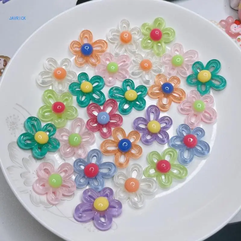 100pcs Hollow Flower Charm Jewelry Making Handmade Crafts Diy Supplies 28x30mm