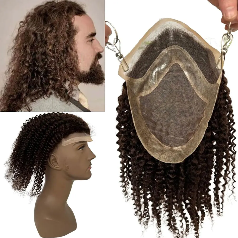 Indian Remy Human Hair Curly Toupee Mono Base 10x8inch for