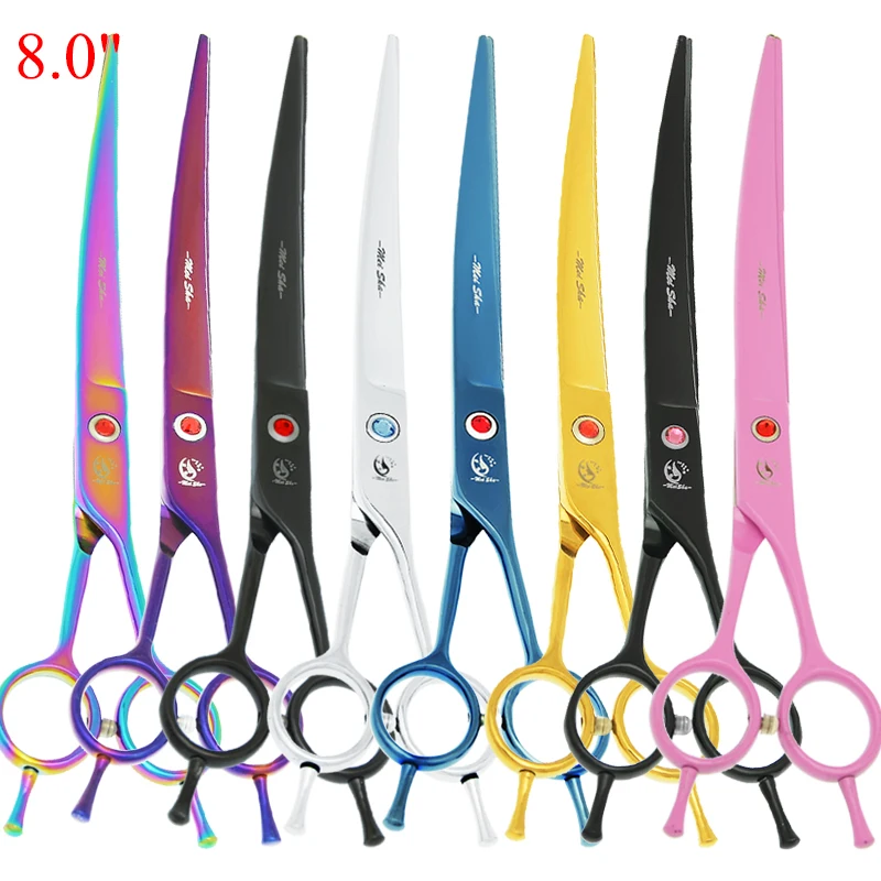 Dog Grooming Scissors, 8 inch Meisha Dog Cat Hair Shears Japan Steel Pet Cutting Thinning Curved Grooming Scissors Fur Clipper Animals Supplies B0044A