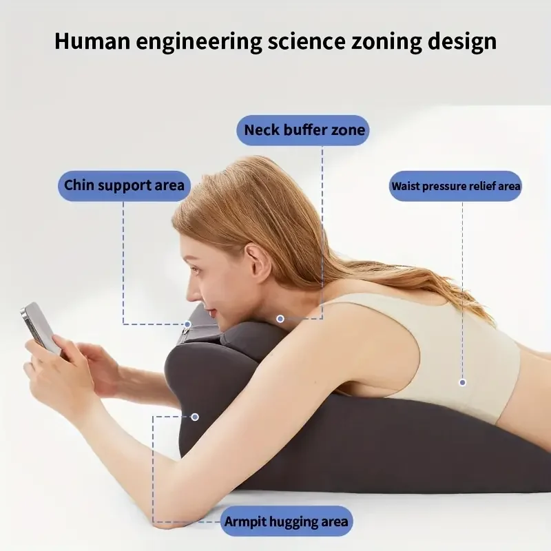 Ergonomic Prone Position Pillow for Adults,Multi-Functional Recline Cushion with Adjustable Height, Comfortable Reading & Phone