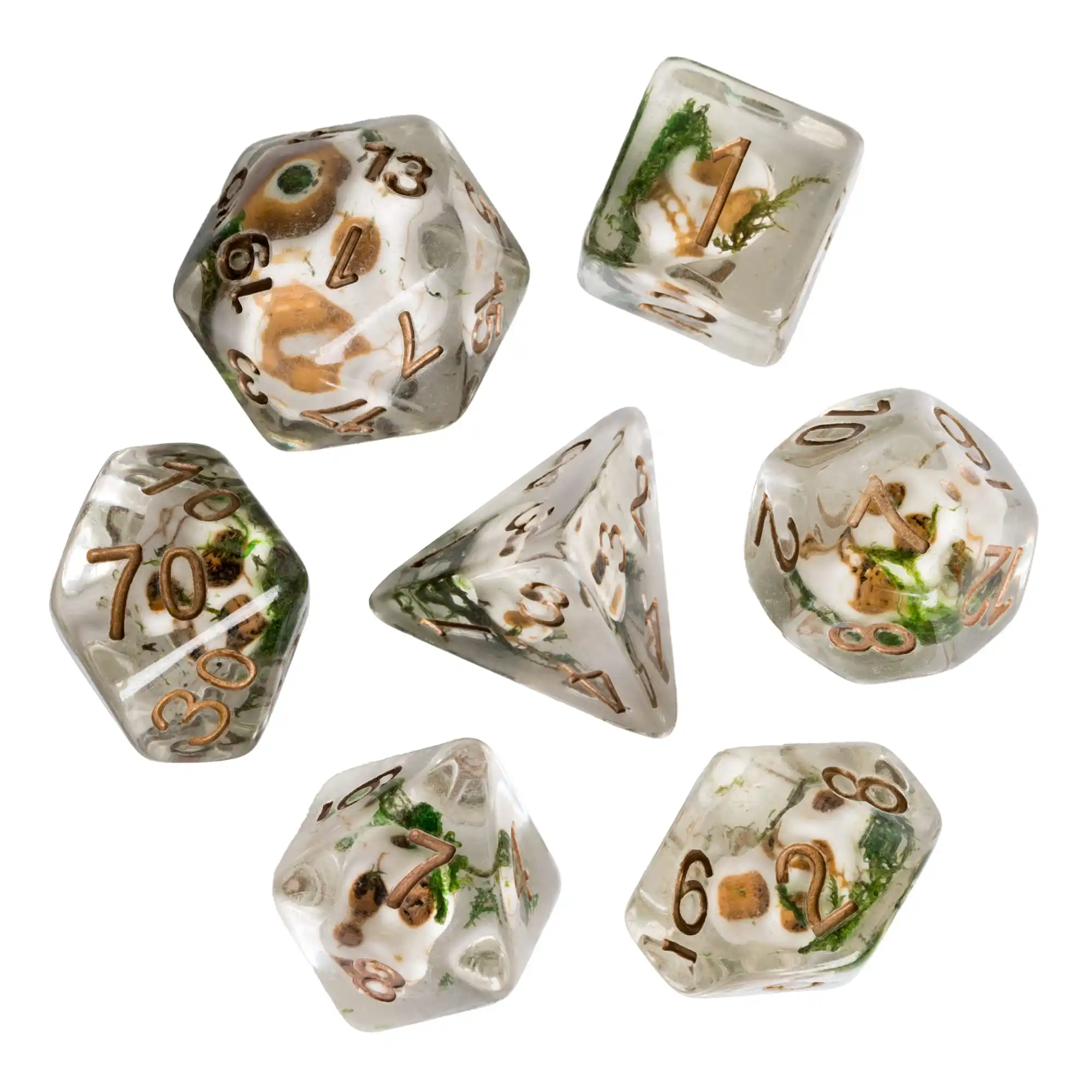 Cusdie 7-Piece Skull Transparent Polyhedral Dice Set