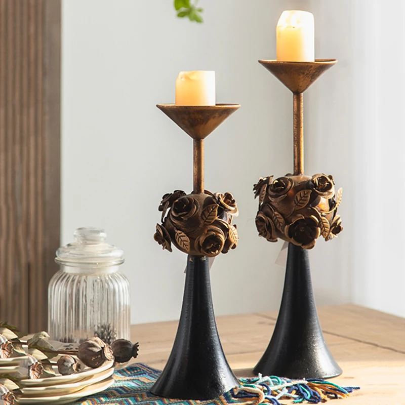 

Vintage French Style Candle Holders Unique Pillar Table House Wooden Aesthetic Candle Holders Floor Dekoration Home Furniture