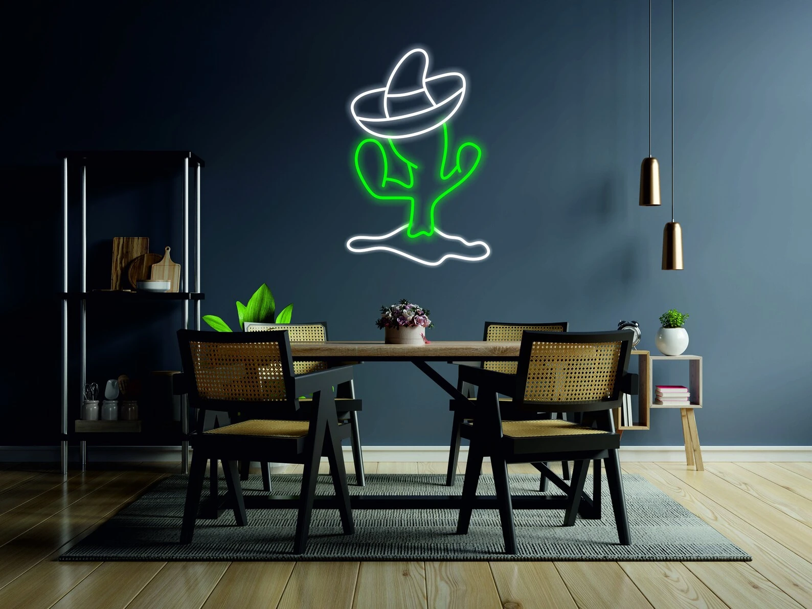 

Sombrero Cactus Neon Sign USB Powered for Room Decor, LED Neon Light Dimmable Night Light for Bedroom Hotel Wall Art