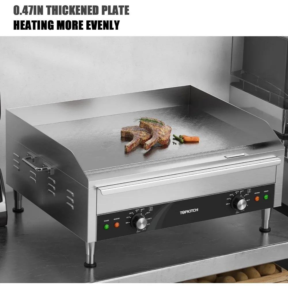 Commercial Electric Griddle, 24" 3500W 240V Electric Countertop Griddle Heavy Duty Flat Top Grill 2