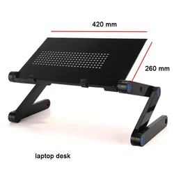 Portable Ergonomic Aluminum Laptop Desk Stand with Cooler Fan and Mouse Pad (Only desk)