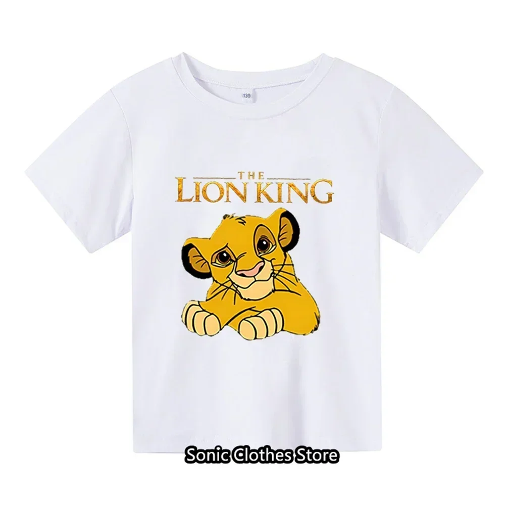 thumbnail image 1 of Nueva camiseta de verano para niños con estampado de dibujos animados de animales del rey León Simba, camiseta estampada para niños y niñas, 1 of 4
