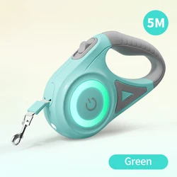 Automatic Retractable Dog Leash with LED Luminous Strap - Stylish and Durable (Green)