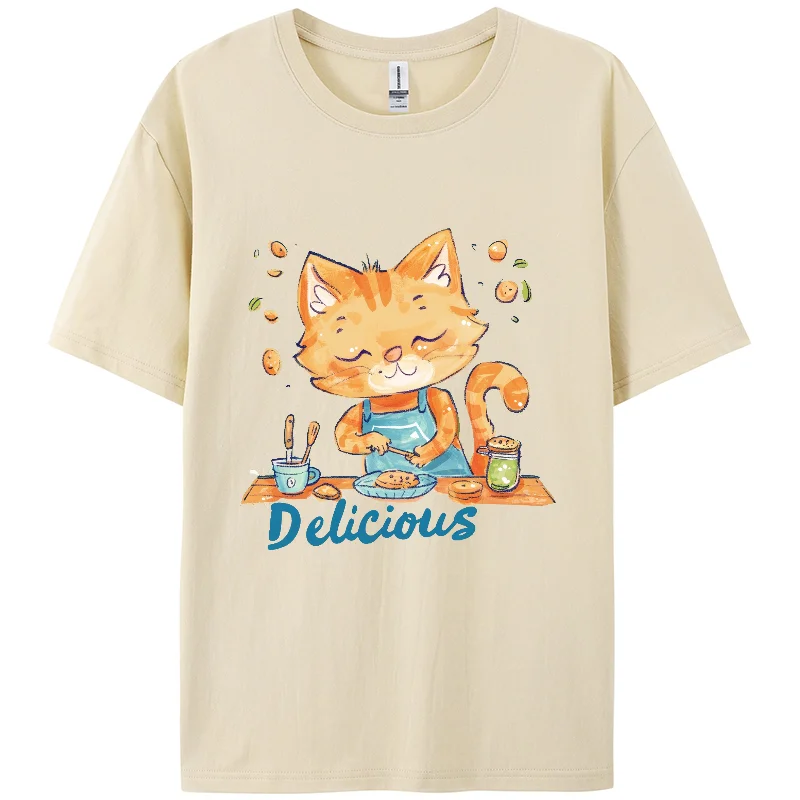 

Y2K, летние повседневные футболки, футболка с принтом вкусного самодельного кота, женские короткие футболки берсерка, с коротким рукавом, праздничная одежда, для девочки