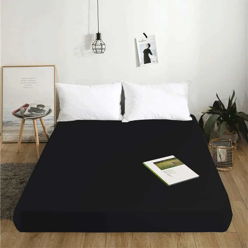 1Pc 100 Cotton Fitted Sheet Reactive Solid Color Mattress Cover