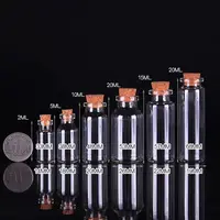 50X 2ML 5ML 10ML 15ML 20ML Small Cute Mini Plastic Bottles Vials Jars Containers Small Wishing Bottle PET With Cork Stopper Jars 1