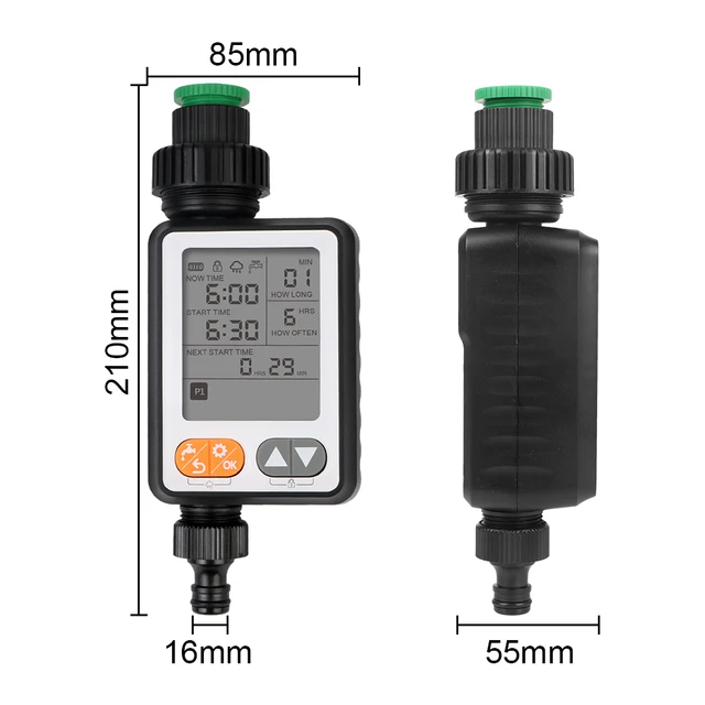 Automatic Multiple Program Irrigation Controller Rain Sensor Manual Mode Garden Watering Timer Large Screen Battery Operated 3