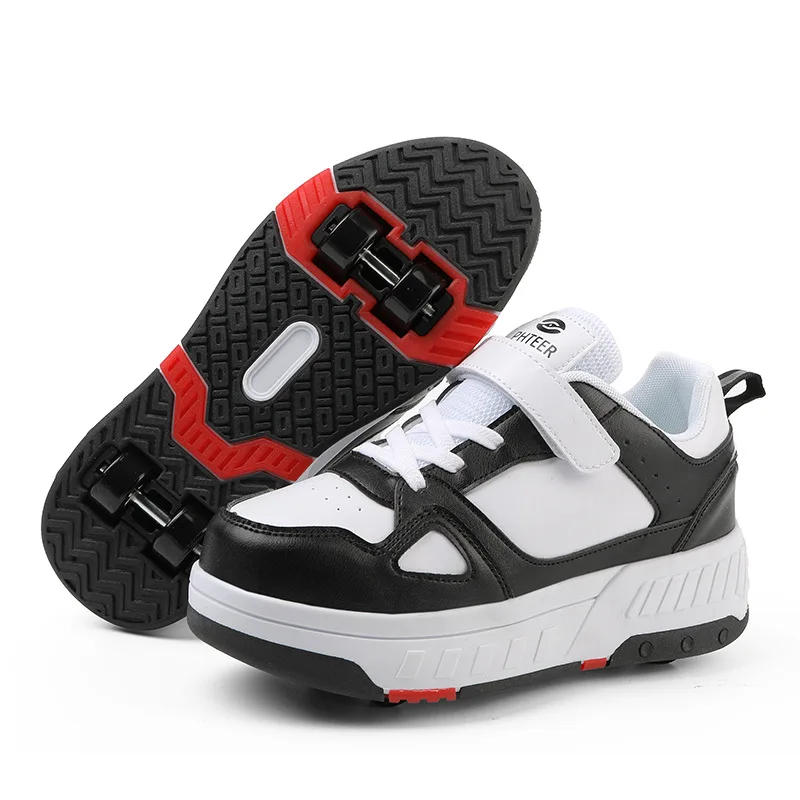 

Four Wheels Children Shoes Boys & Girls & Women Sneakers Fashion PU Leather Sports Casual Kids Roller Skates Size 31-40