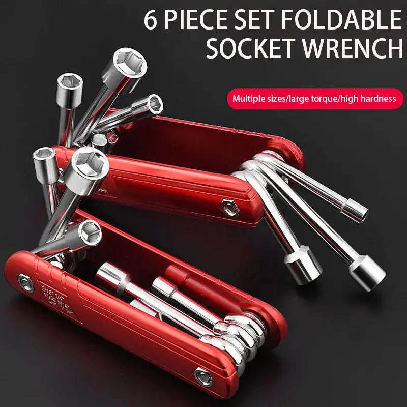 

6-in-1 Portable Mini Folding Internal Hexagonal Wrench Household Multi Functional Internal Hexagonal Socket Wrench Tool Set