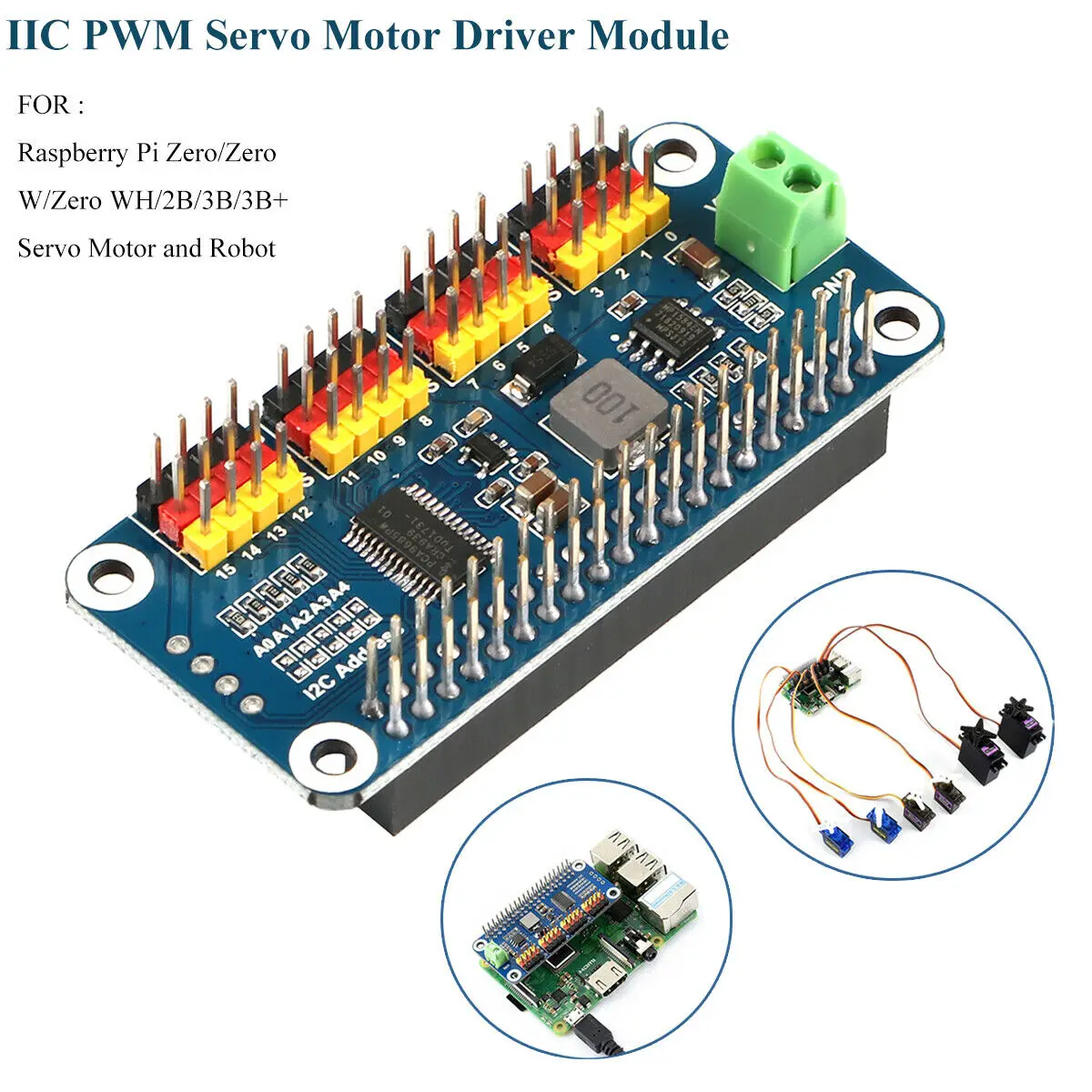 16-Ch Pwm Servomotore Driver Scheda Di Espansione Scudo Cappello Per Rpi Raspberry Pi 0 Zero 2 W 0W 3B Plus 3 4 5 Jetson Nano Orin B01