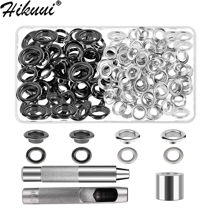 Grommet Tool Kit 120 Sets Grommets Eyelets 12mm Inside Diameter Punch Installer Tool for Leather Clothing Shoes Belt Curtains