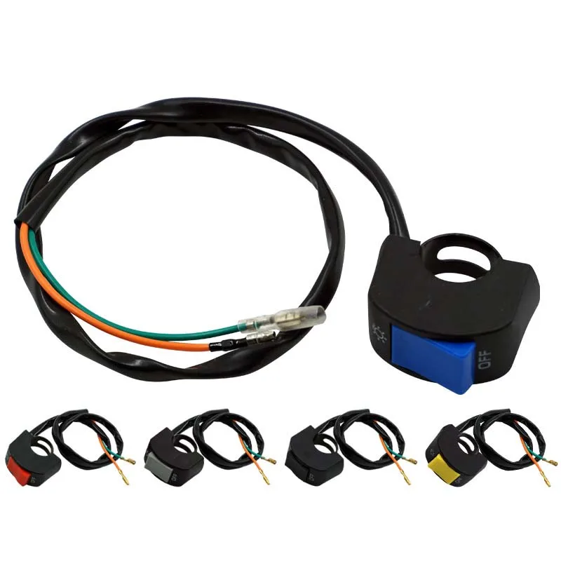 5 Colori Moto On-Off Interruttore Pulsante 22Mm Interruttori Manubrio 12V Atv Bici Elettronica Scooter Moto Bullet Connettore