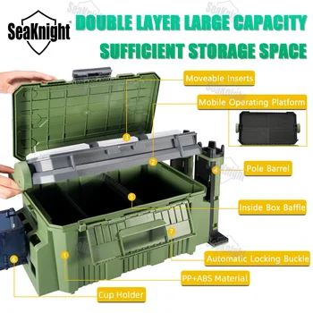 SeaKnight SK05 20L Double Layer Fishing Tackle Box – Large Capacity Hard Storage Case with Rod Holder 1