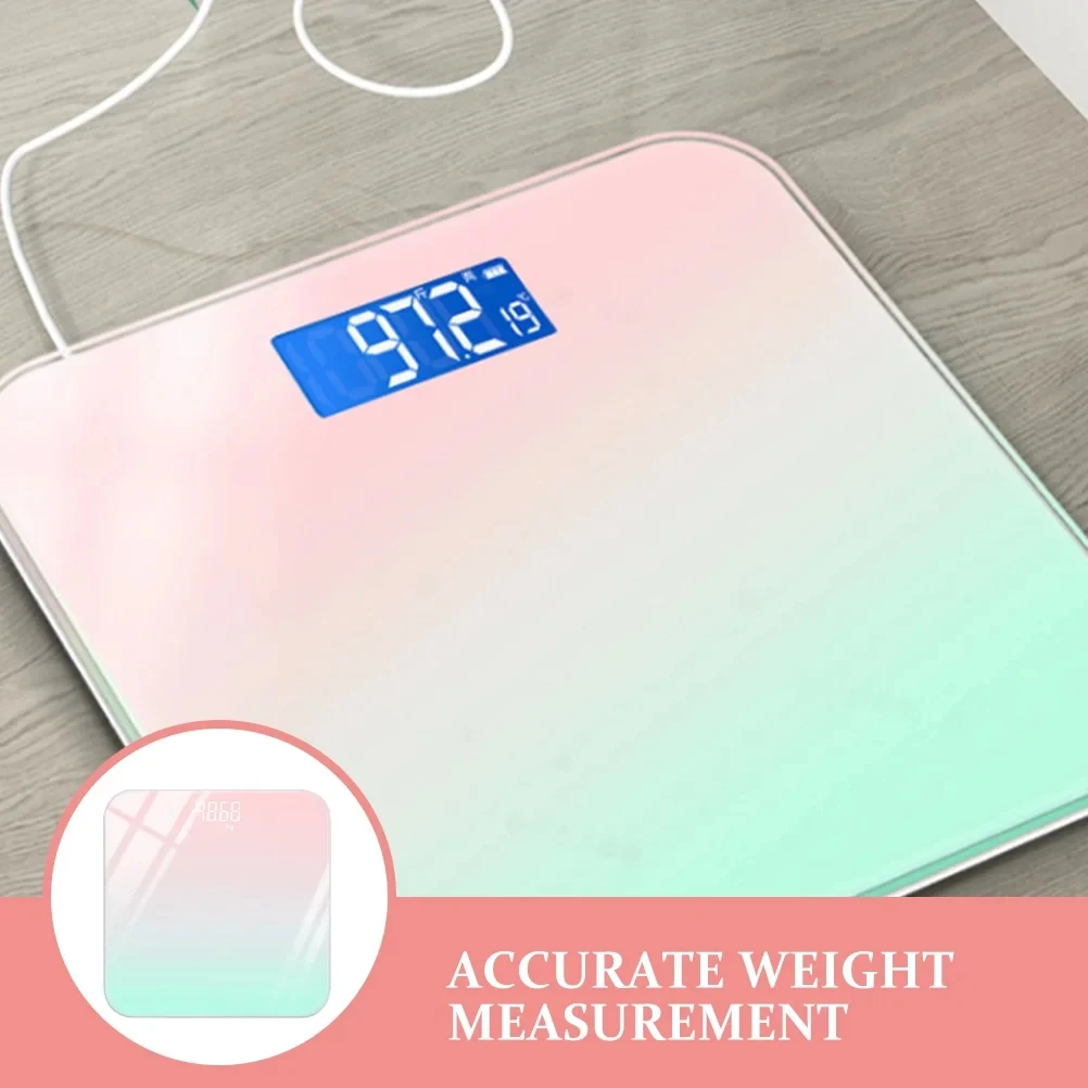 Electronic Weighing Scale Gradient Color USB Charging Intelligent LCD Display Glass Digital WeightMeasurement for Home Dormitory