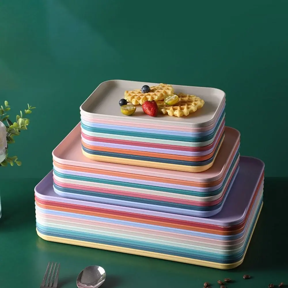 Plastic Wheat Straw Storage Tray Eco-friendly Large Capacity Rectangular Serving Tray Exquisite Fruit Salad Tray Hotel 3