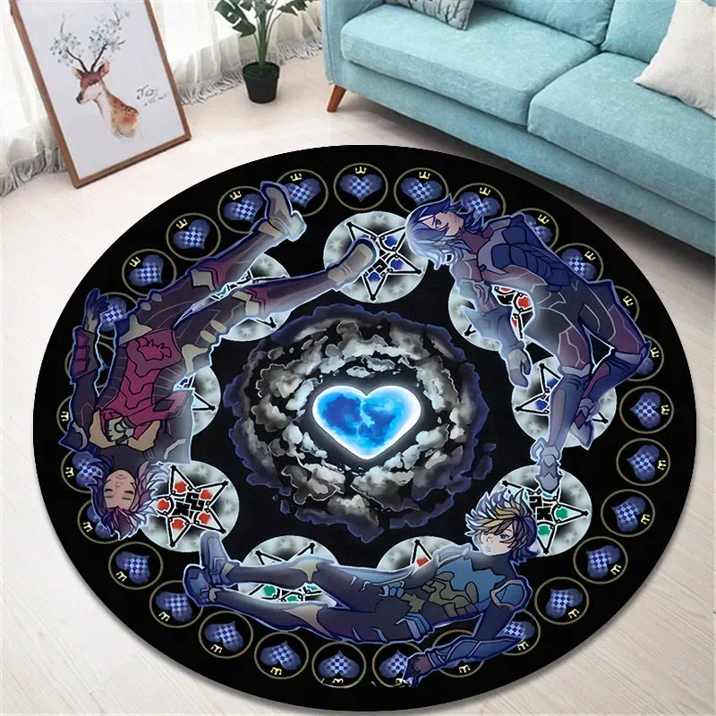 Cartoon Kingdom Hearts printed round carpet living room bedroom non -slip carpet floor mats bedroom decor birthday gift