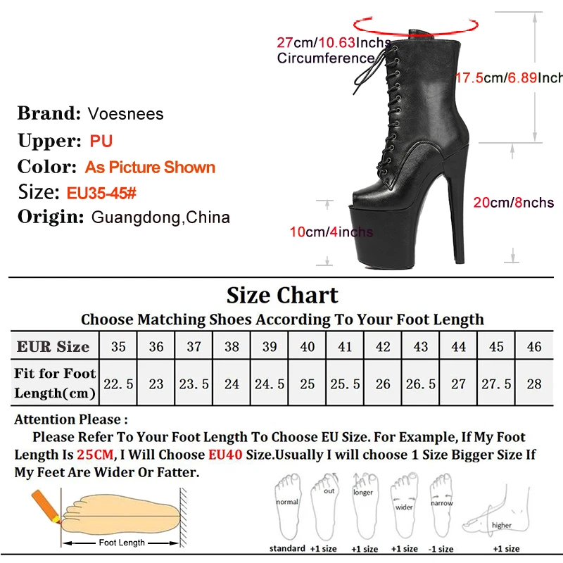 20CM Thin Heel Matte Black Peep Toe Short Boots Thick Platform Women Pole Dance Size 45 Sexy Nightclub Club Shoes Ankle Boots