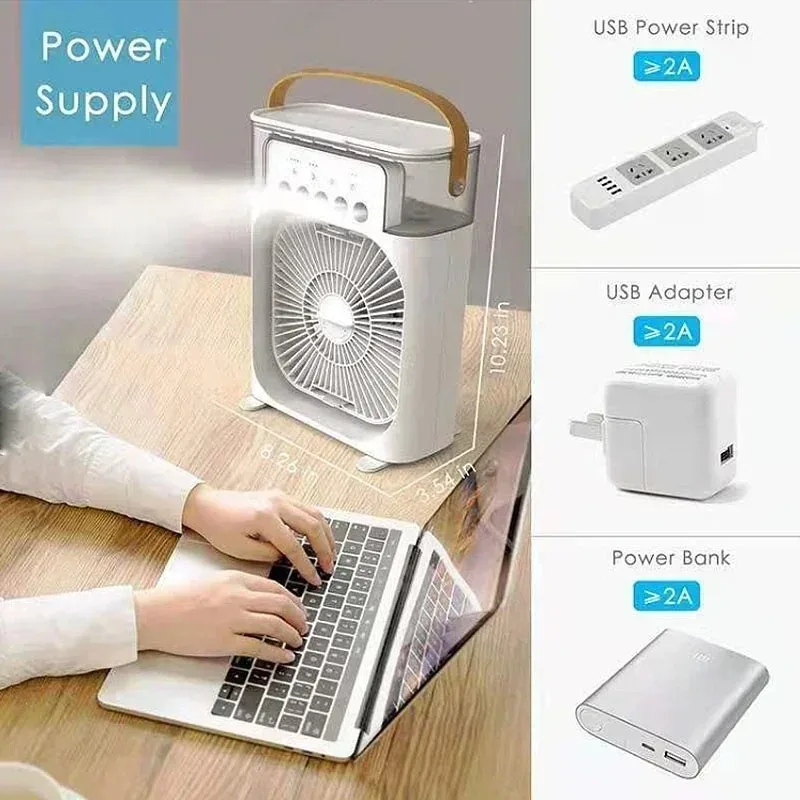 Portable 3 in 1 Fan AIr Conditioner Household Small Air Cooler LED Night Lights Humidifier Air Adjustment Home Fans Dropshipping 3