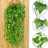 Artificial Green Ivy Leaf Rattan Creeper Leaves Vine Hanging Garland DIY Fake Flowers Plants for Garden Wedding Party Home Decor 3