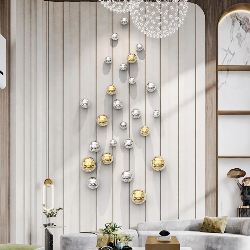 Imitation Stainless Steel Ball Art Deco Living Room Three-dimensional Wall Hanging Gold Round Ball Wall Hanging Home Accessories 3